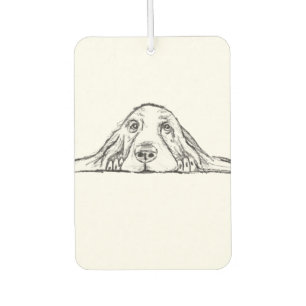 Désodorisant Pour Voiture basset hound noir blanc yeux de chiot simple