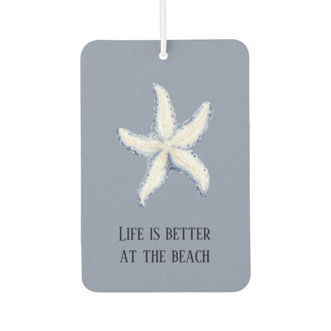 Désodorisant Pour Voiture Beach Blue White Starfish Quote (Devant)