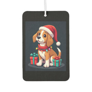 Désodorisant Pour Voiture Beagle Xmas Éclairage Père Noël Beagle Chien Noël 
