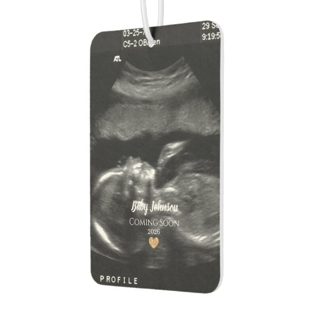 Désodorisant Pour Voiture Bébé Bientôt Ultrasound Gold coeur (Gauche)