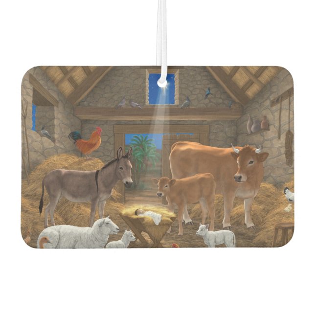 Désodorisant Pour Voiture Bébé Jésus Manger Nativité de Noël (Devant)