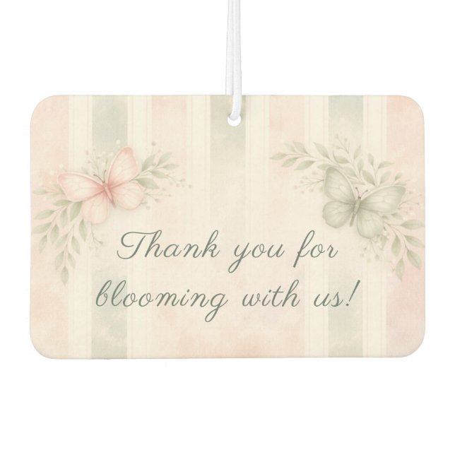 Désodorisant Pour Voiture Bébé Papillon en Fleur Rose Sage Vert (Devant)