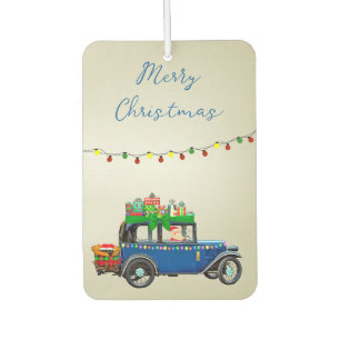 Désodorisant Pour Voiture Belle, Christms Blue Car avec Père Noël et Cadeaux