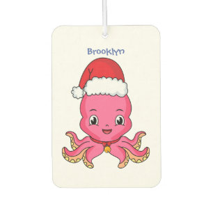 Désodorisant Pour Voiture Belle pieuvre joyeuse en casquette de Noël