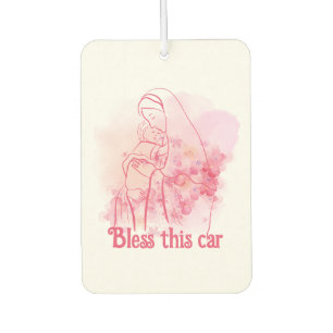 Désodorisant Pour Voiture Bénir cette maison Vierge rose Florale Marie Jésus