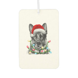 Désodorisant Pour Voiture Berger Allemand Père Noël Feux d'arbre de Noël Xma