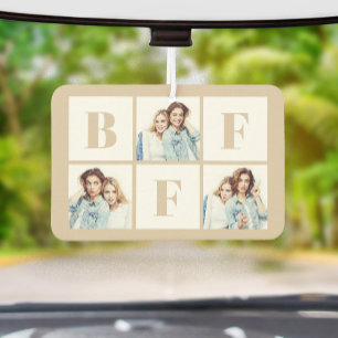 Désodorisant Pour Voiture BFF 3 Collage Photo Meilleures Amies Beige