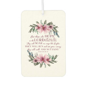Désodorisant Pour Voiture Bible chrétienne Verse Isaïe 40 Floral
