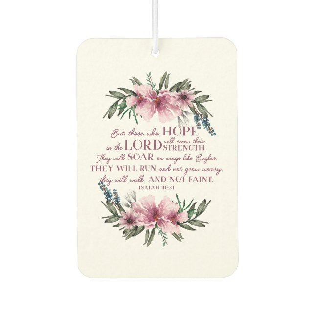 Désodorisant Pour Voiture Bible chrétienne Verse Isaïe 40 Floral (Devant)