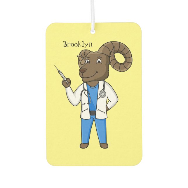 Désodorisant Pour Voiture Bighorn sheep doctor cartoon illustration (Devant)
