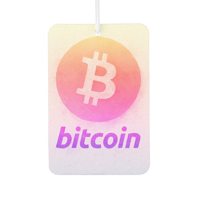 Désodorisant Pour Voiture Bitcoin Miami Watercolor (Logo + Text) (Devant)