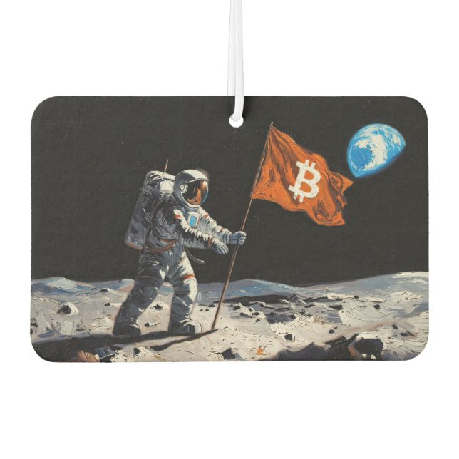 Désodorisant Pour Voiture "Bitcoin Moon" Peinture à l'huile #1 (Devant)