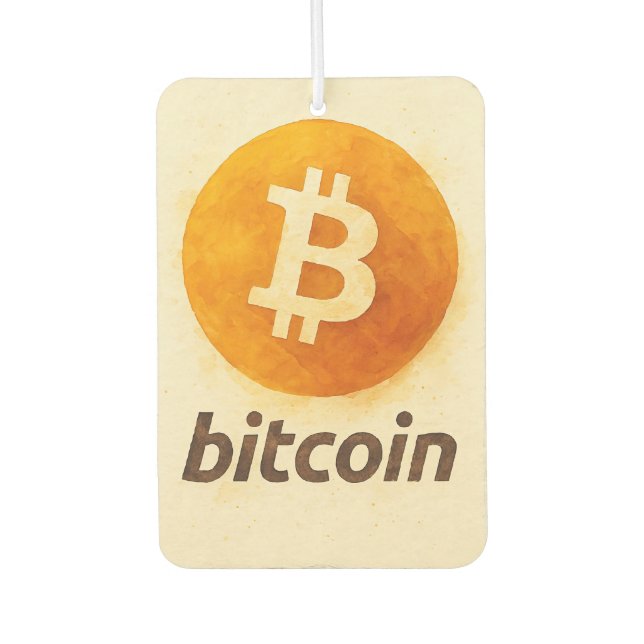 Désodorisant Pour Voiture Bitcoin Watercolor (Logo + Text) (Devant)