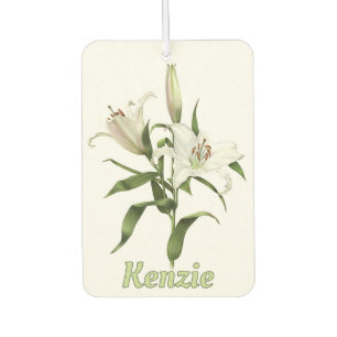 Désodorisant Pour Voiture Blanc Oriental Lily Botanique Art Personnalisé