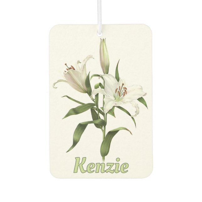 Désodorisant Pour Voiture Blanc Oriental Lily Botanique Art Personnalisé (Devant)