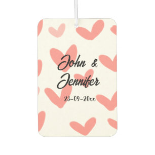 Désodorisant Pour Voiture blanc simple style de texte mariage rouge coeur