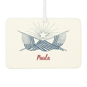 Désodorisant Pour Voiture Bleu et blanc drapeaux Vintages américains avec ét