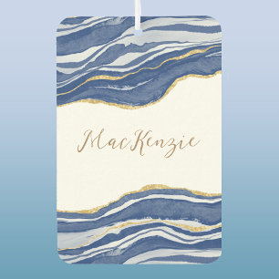 Désodorisant Pour Voiture Bleu Marbre Agate Parties scintillant or Personnal