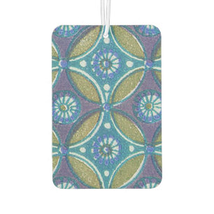 Désodorisant Pour Voiture Bleu vert Rustique Boho Motif circulaire géométriq