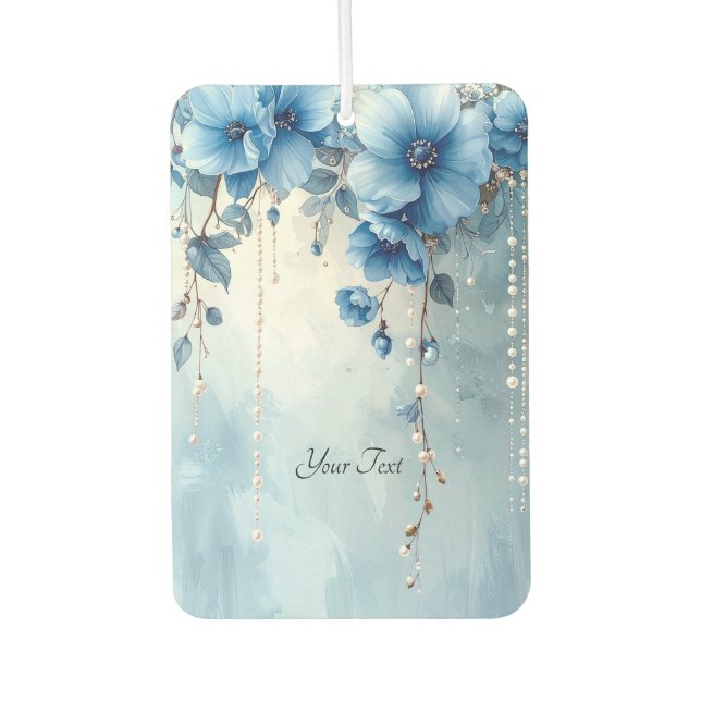 Désodorisant Pour Voiture Blue Flowers and Pearls Air Freshener (Devant)