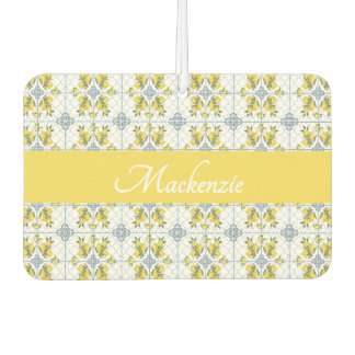 Désodorisant Pour Voiture Blue Watercolor French Country Lemon Name Monogram