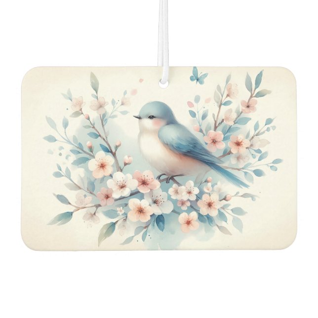 Désodorisant Pour Voiture Bluebird Blossom Watercolor Serenity (Devant)