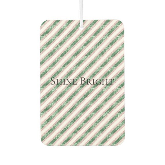 Désodorisant Pour Voiture Blush Pink Green Glitter Stripes Christmas   (Devant)