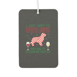 Désodorisant Pour Voiture Boire du vin câliner Retriever d'or Noël