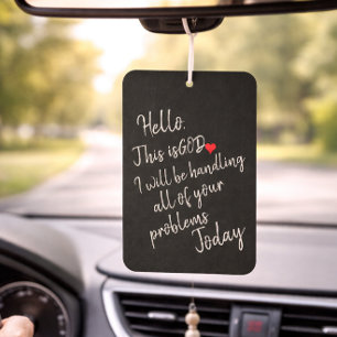 Désodorisant Pour Voiture 'Bonjour. C'est Dieu.' Typographie Noir Blanc Foi