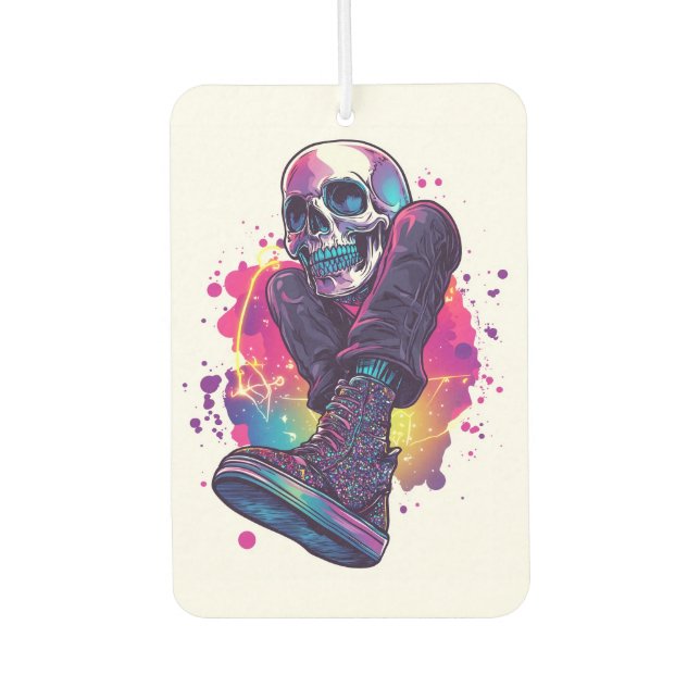 Désodorisant Pour Voiture Boogie Bones � Funny 70s Disco Skull (Devant)