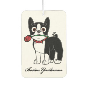 Désodorisant Pour Voiture Boston Terrier American Gentleman avec Rose