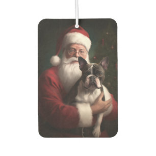 Désodorisant Pour Voiture Boston Terrier avec Noël Festif du Père Noël