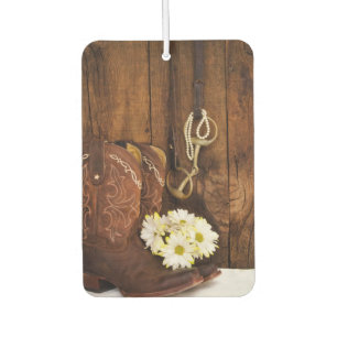 Désodorisant Pour Voiture Bottes de Cowboy, Marguerites, Mors de Cheval Mari