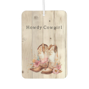 Désodorisant Pour Voiture Bottes florales de cowgirl ivoire Faux bois Person