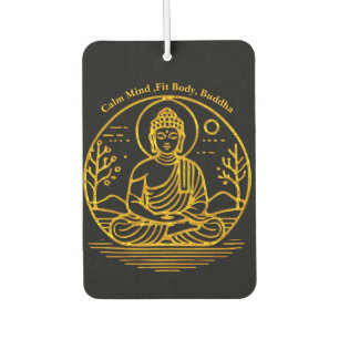 Désodorisant Pour Voiture Bouddha d'or assis dans la méditation sereine