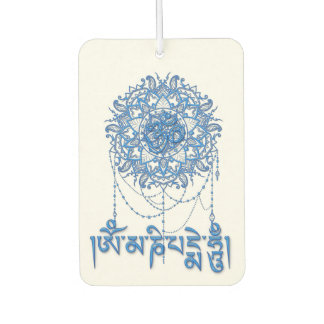 Désodorisant Pour Voiture Bouddhisme Mantra Mani en bleu avec Mandala