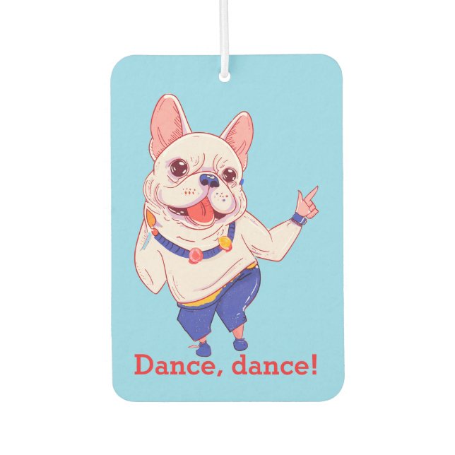 Désodorisant Pour Voiture Bouledogue français dansant  (Devant)