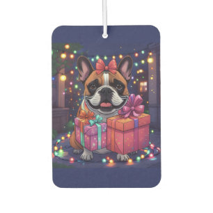 Désodorisant Pour Voiture Bouledogue français Guirlande lumineuse Noël