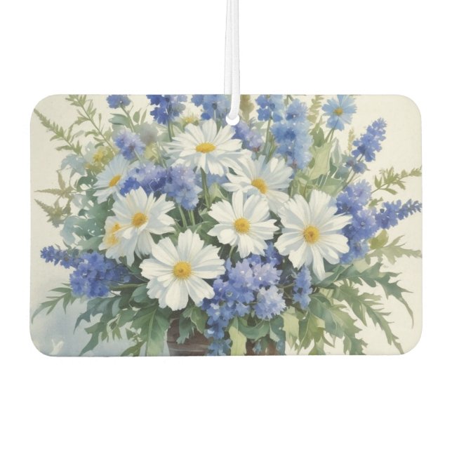 Désodorisant Pour Voiture Bouquet de fleurs Elégante aquarelle (Devant)