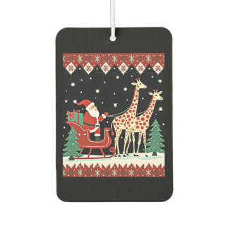 Désodorisant Pour Voiture Boys Girls Santa Claus Riding Giraffe Sleigh Ugly 