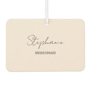Désodorisant Pour Voiture Bridesmaid   Script minimaliste moderne rose pâle