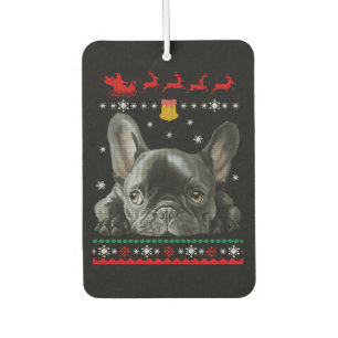 Désodorisant Pour Voiture Bulldog français Joyeux Noël en français