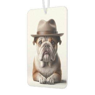 Désodorisant Pour Voiture Bulldog portant une fedora