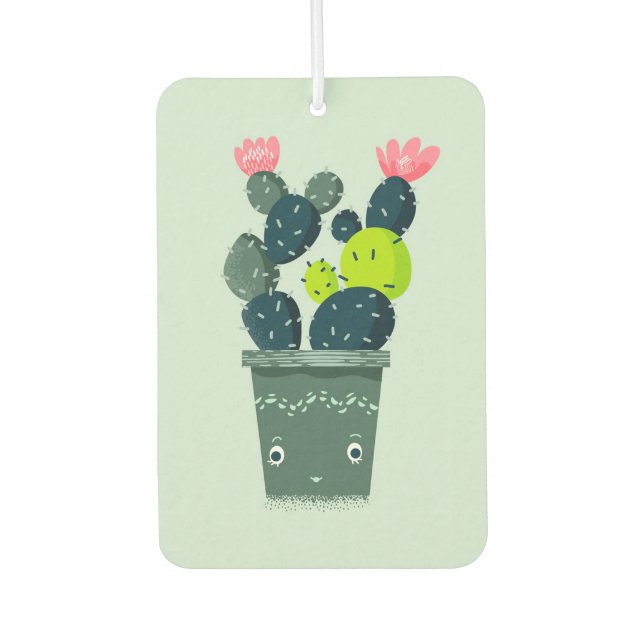 Désodorisant Pour Voiture Cactus En Pot Souriant (Devant)