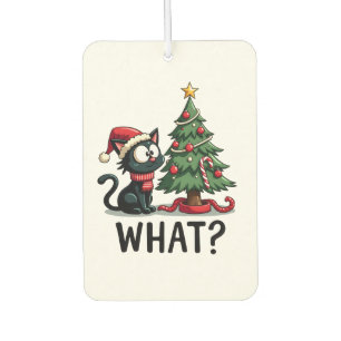 Désodorisant Pour Voiture Cadeau drôle de chat noir poussant l'arbre de Noël