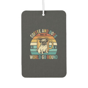 Désodorisant Pour Voiture Café et chiens Pug rétro amateur