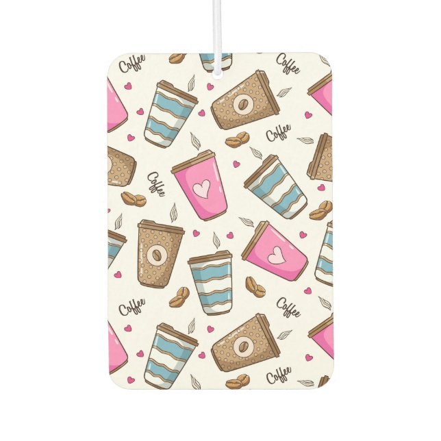 Désodorisant Pour Voiture Cafés, Haricots, Coeurs, Amateur De Café (Devant)