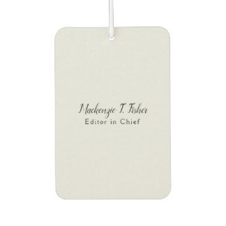 Désodorisant Pour Voiture Calligraphie classique Élégante Plaque Gris simple