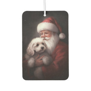 Désodorisant Pour Voiture Caniche avec le Père Noël Festif Noël 