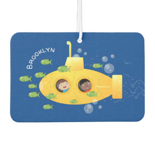 Désodorisant Pour Voiture Caricature de poisson sous-marin jaune mignon